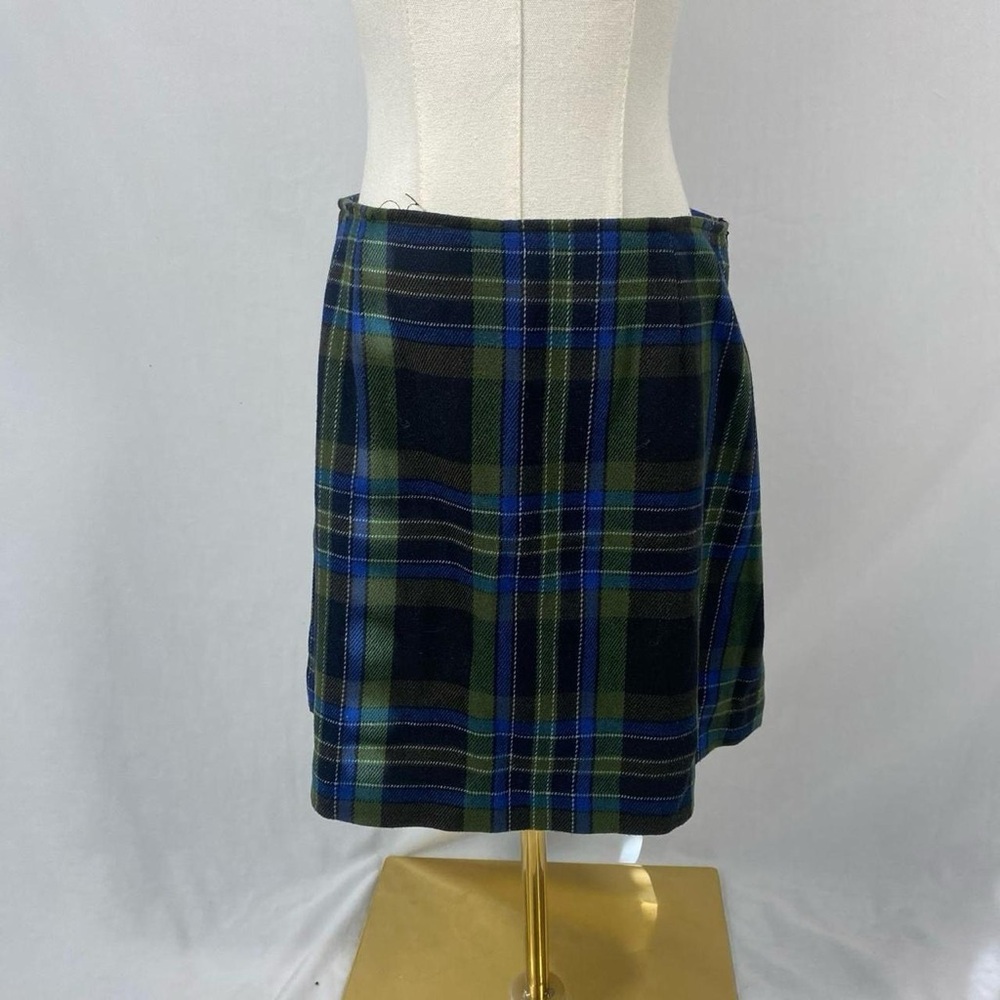 Limited America green blue plaid mini skirt size medium vintage academia‎ preppy